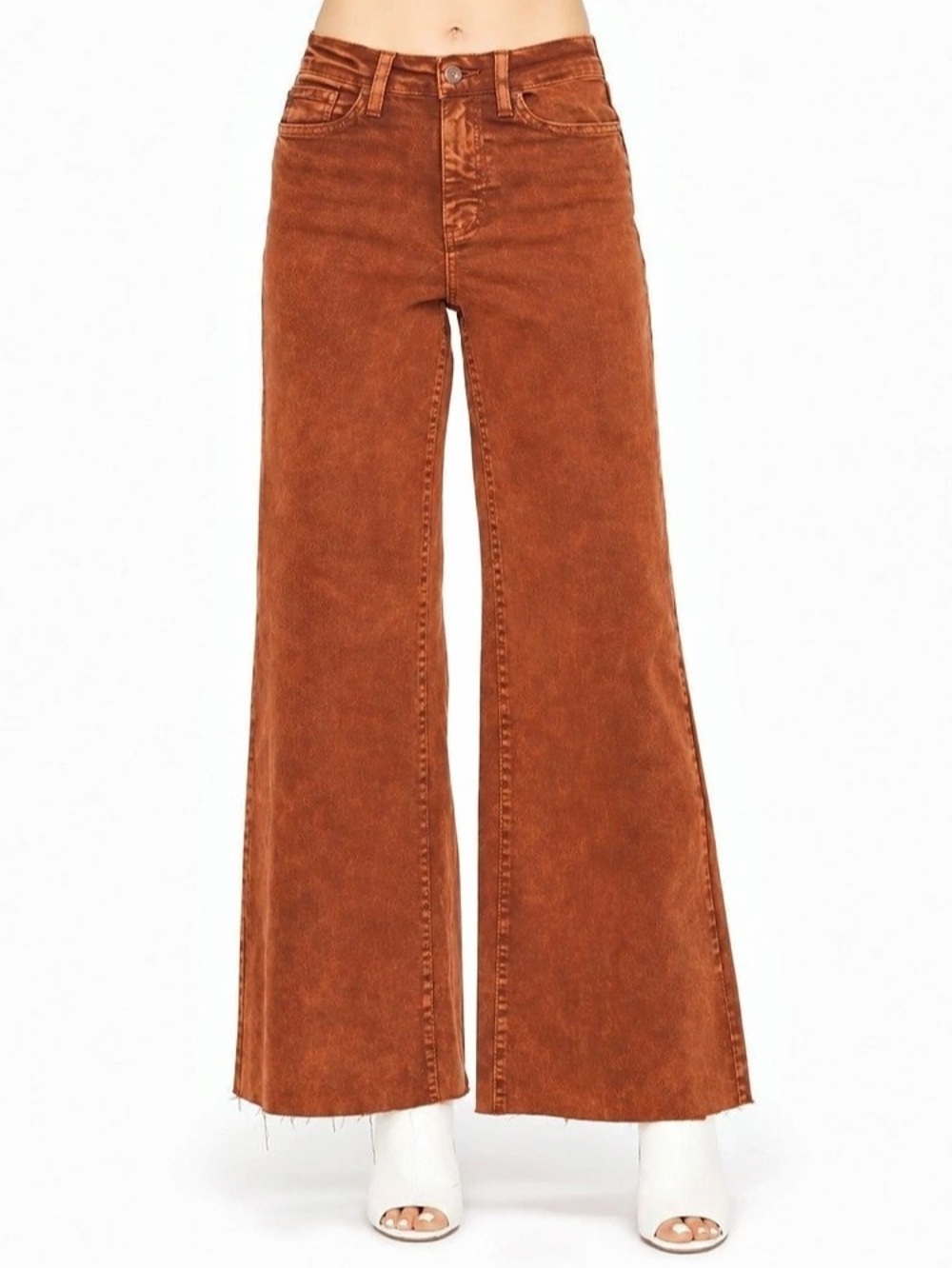 Judy Blue Garment Dyed Retro High Waisted Wide Leg Jeans In Pumpkin Spice NWT